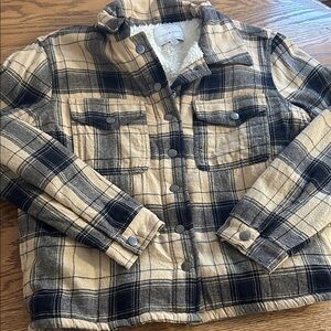 Lucky Brand Tan and Black Plaid Jacket